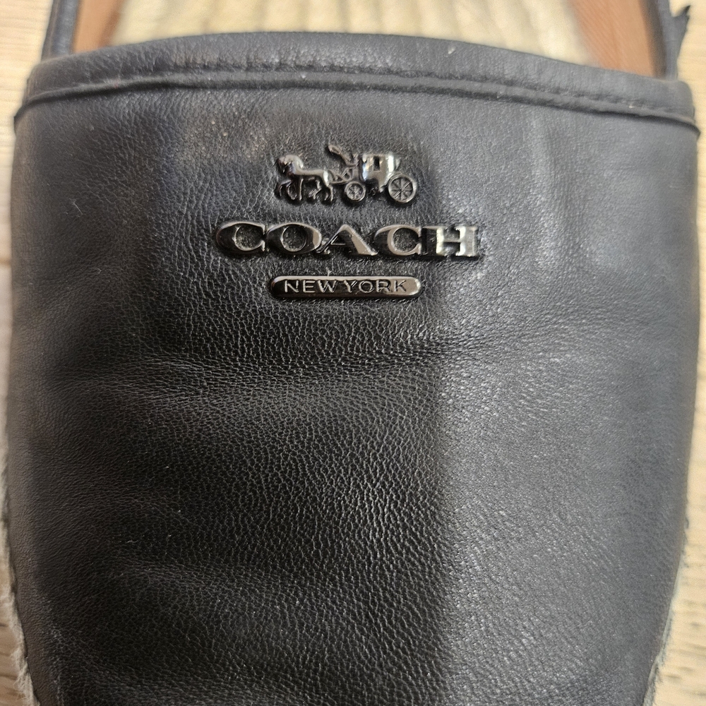 Coach Rhodelle Espadrilles Black Leather Size 7 - Picture 6 of 9
